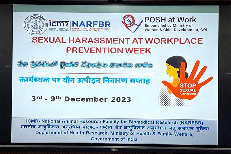 Sexual Harassment at Workplace Prevention Week during 3rd to 9th December, 2023